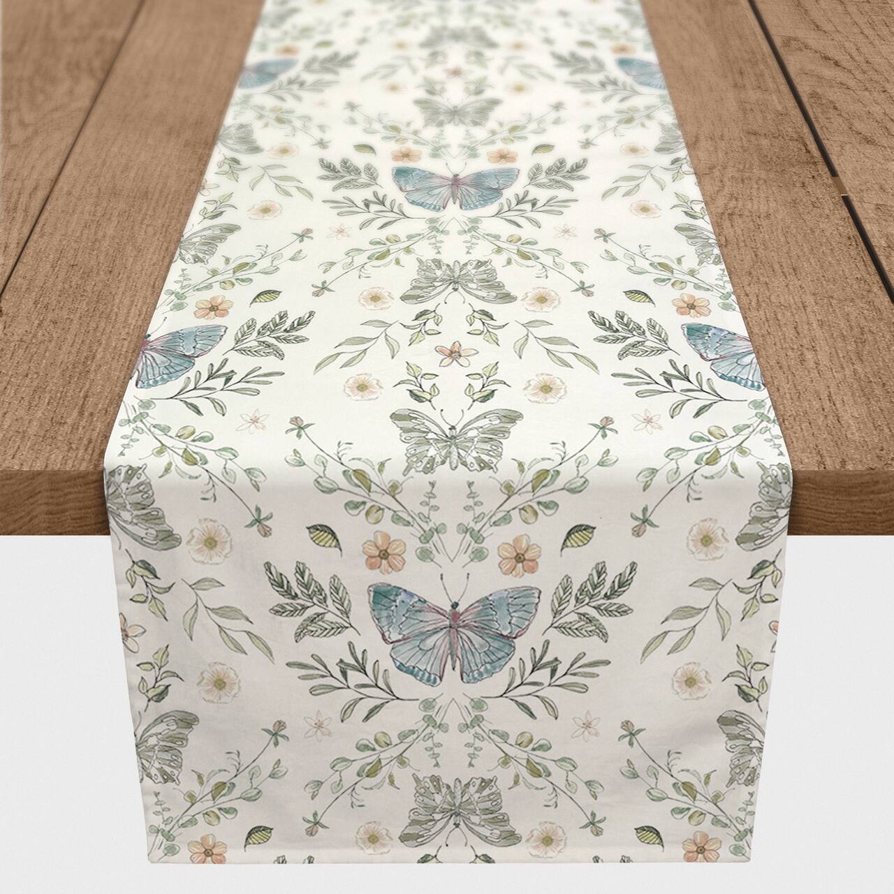 90" Butterfly Pattern Cotton Twill Runner